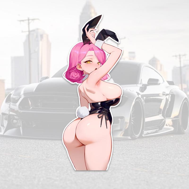 DM22# Anime Autoaufkleber Hasenohren Fenster Kühlschrank Kofferraum Laptop Wohnmobil Wasserdichte Aufkleber VAN Stoßstange Vinyl Lustige Grafiken Dekor