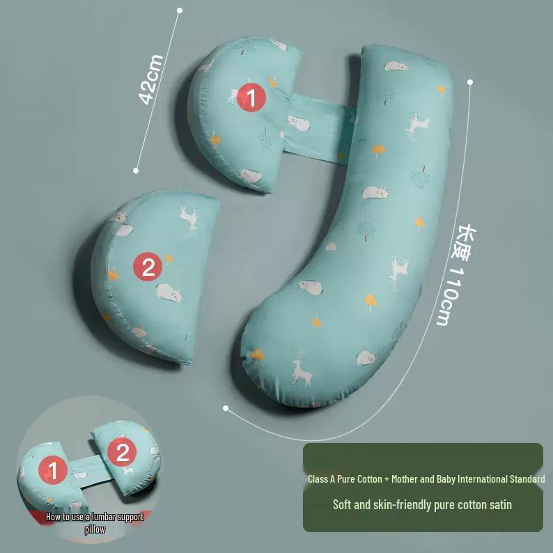 U-förmiges Schwangerschafts- und Stillkissen, waschbares Baumwoll-Lendenstützkissen