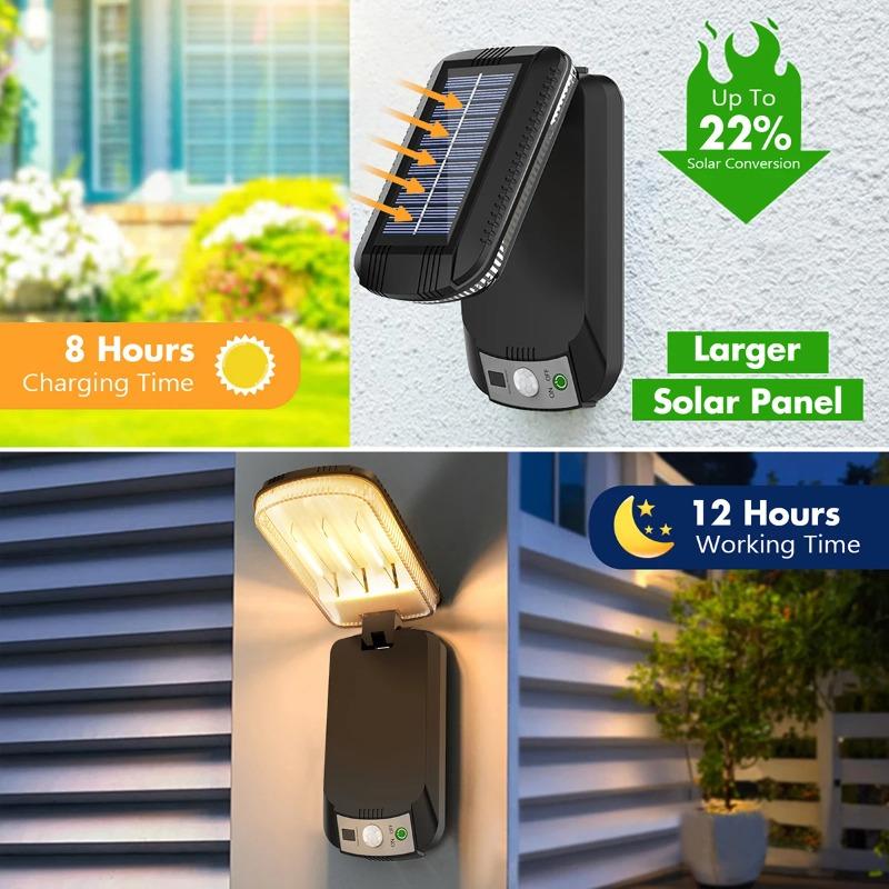 Foldable Solar Wall Light with Remote Control 3 Modes LED Solar Lamp IP65 Waterproof Outdoor Garden Wall Light