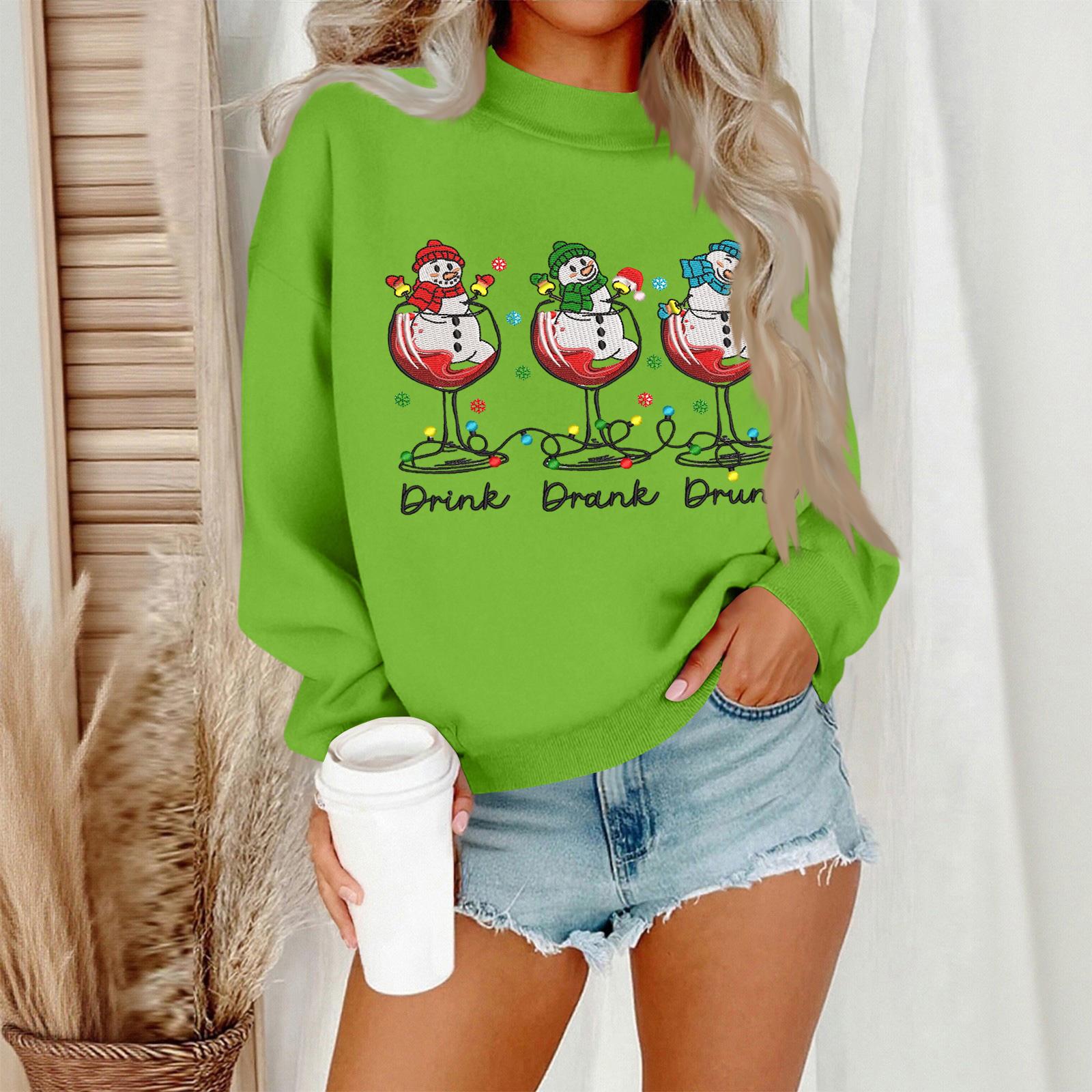 

Women s Casual Fashion Round Neck Long Sleeve Christmas Printed Sweatshirt M