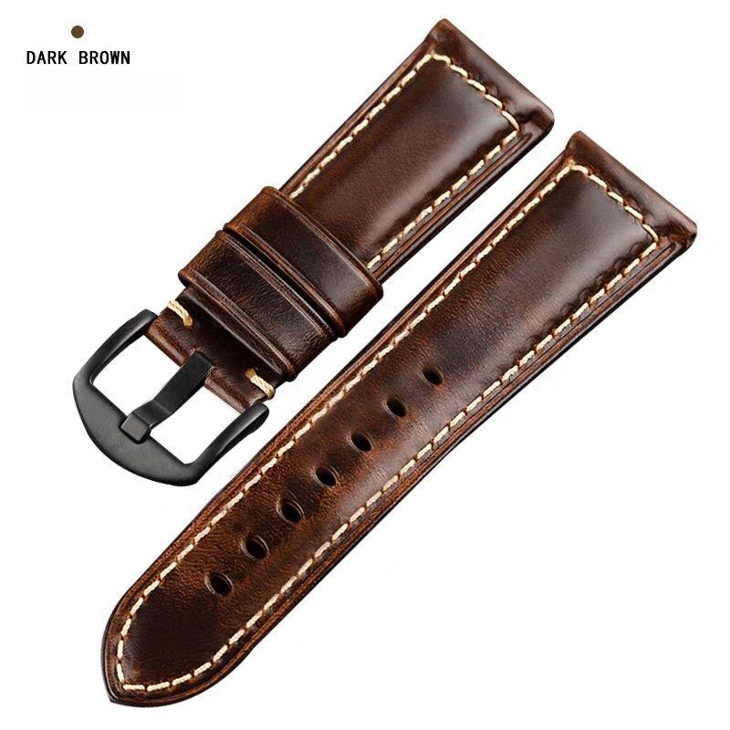 

18 20 22 24 26 мм винтажный кожаный ремешок для часов - высококачественный двухслойный универсальный ремешок для часов Panerai Seiko Ghost Smart Watch Strap 26mm