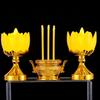 Flickering Candle Flame Lotus Candle Set Gold White LED Light Candle Incense Burner Set Plastic with Batteries