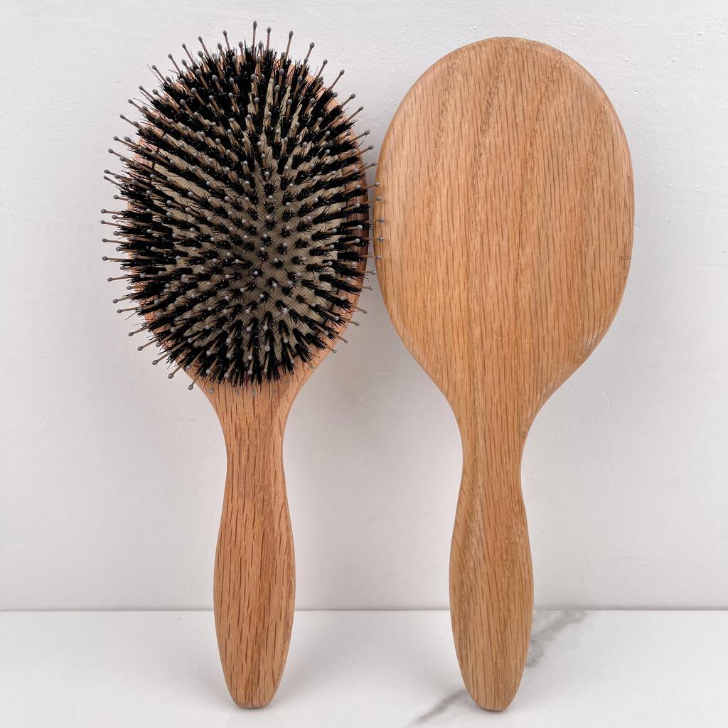 Professionele Vierkante Kussen Haarkam met Eikenhout en Varkenshaar voor Dik Haar Ontklitter Haarkam voor Thuis Salon Gebruik