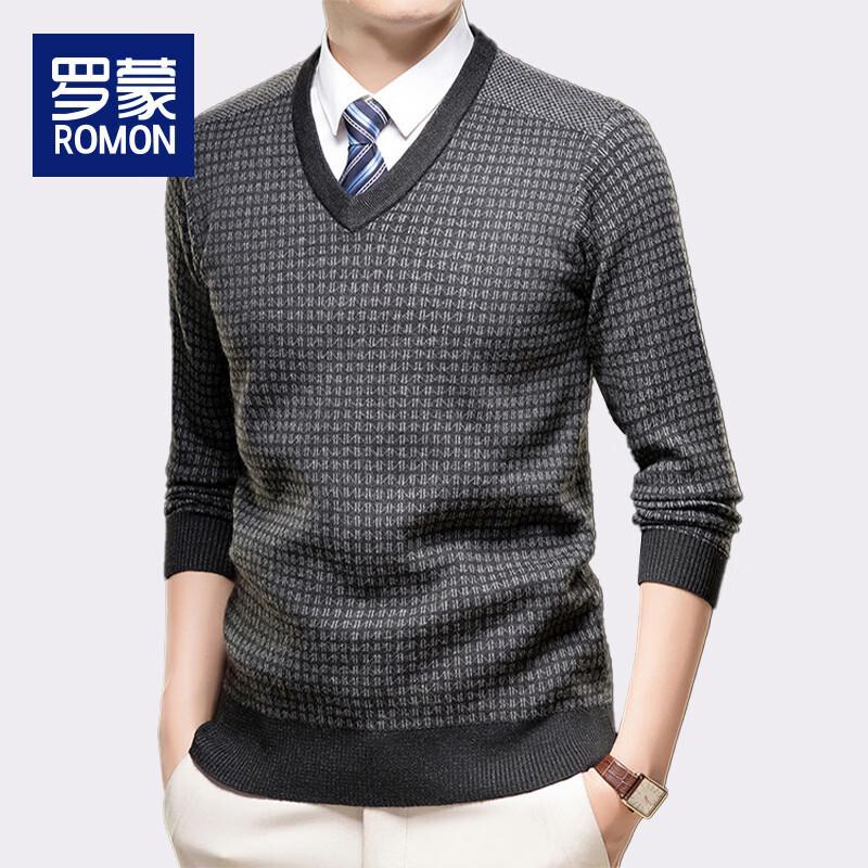 Luomeng Men s V-Neck Solid Knit Sweater LZ25191 M