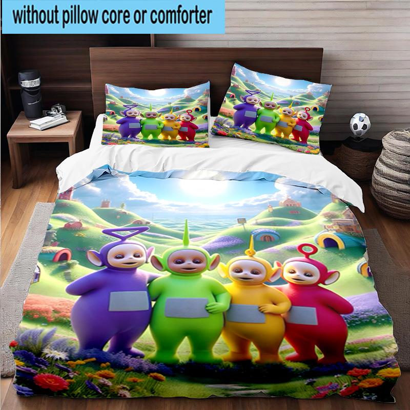 3PCS Tele-tubbies Celebration 3pcs Bedding,Including 3PCS Duvet Cover And 2pcs Pillowcases Perfect for Christmas,Ideal for Bedroom, Dormitory