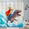 Cat Shower Curtain Ocean Funny Shower Curtain Dinosaur  for Bathroom Wave Shower Curtain Set with 12 Hooks