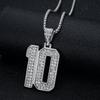 Hip Hop Gold Plated Stainless Steel Number 10 Iced Out Pendant Necklace Trendy Street Jewelry