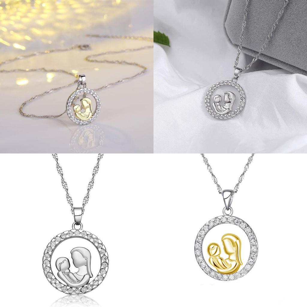 Exquisite Fashionable Copper Zirconia Round Pendant Necklace For Stylish Mothers On Special Occasions