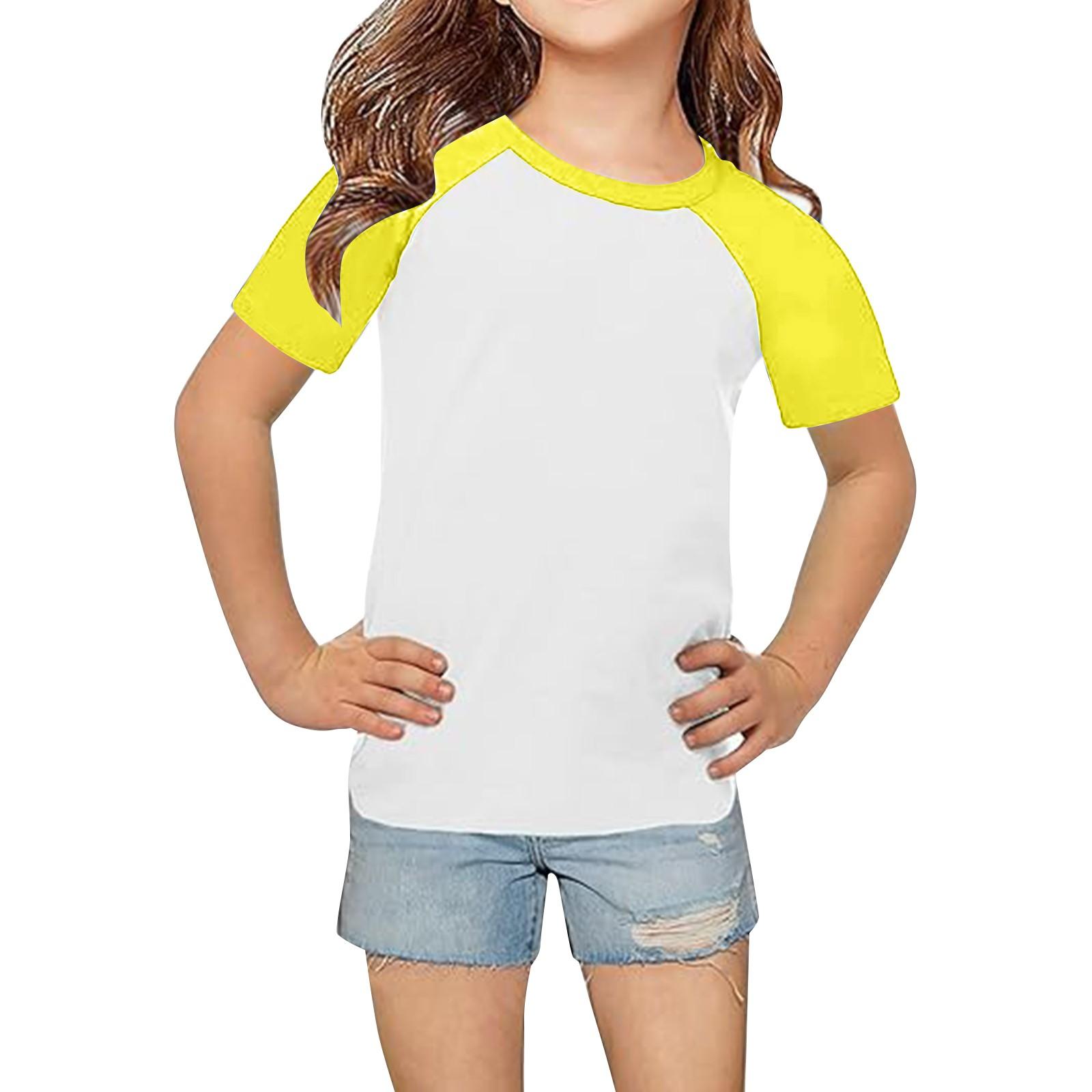 

Мягкие летние футболки с коротким рукавом и воротом для девочек 3–14 лет 120 жёлтый