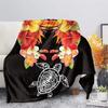 JIT 1 PC Sea Turtle Flannel Blanket Multiple Sizes 2D Print Tropical Floral Design Kids Adult Sofa Bed Nap Warm Decor