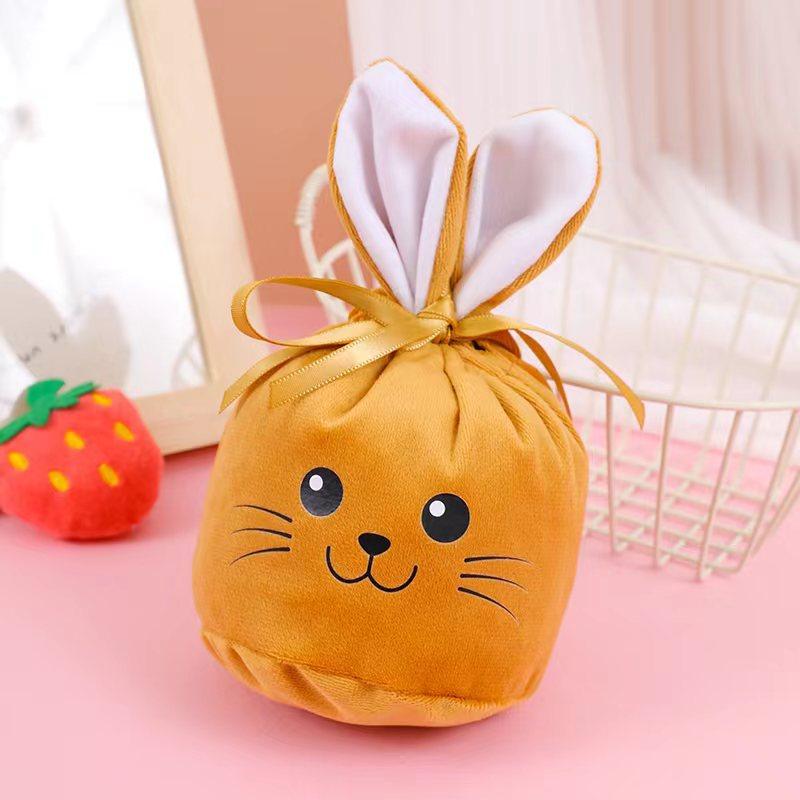 10PCS Easter Bunny Gift Bags Velvet Rabbit Pouch for Valentines Chocolate Candy Wedding Birthday Party Favor Packing
