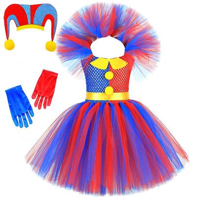 Amazing Digital Circus Clown Costume: Red & Blue Halloween Dress