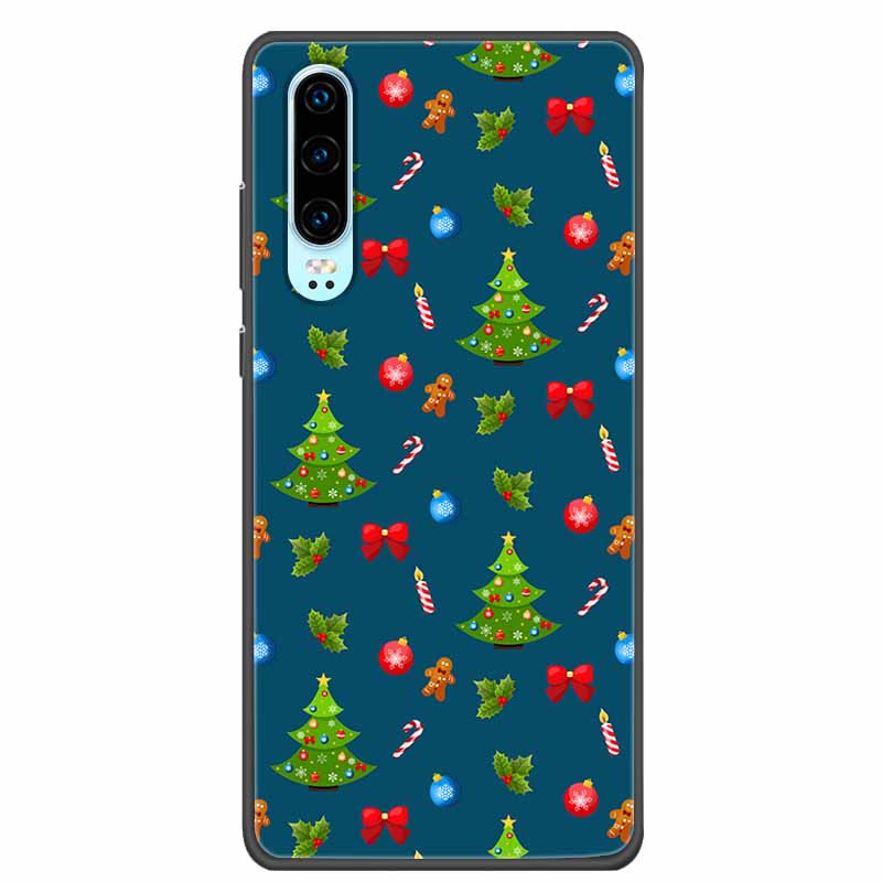 Christmas Phone Cases For Huawei P30 Pro P30 lite Case Black Silicone TPU Soft Cover For Huawei P30 Pro Santa Claus Bumper Funda