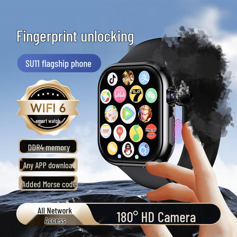 

YU11 Smartwatch with WiFi6, SIM, Fingerprint Unlock, Phone Capability, Morse Code, and Little Sumi Integration Black 3+32G (Chinese Version)