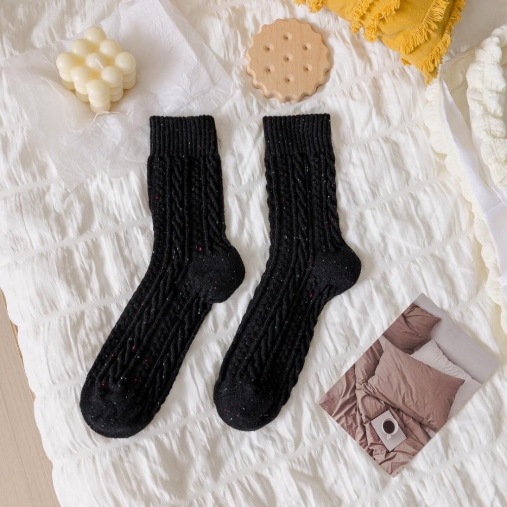 

New Solid Color Plush Wool Socks Retains Heat Thicken Thermal Terry Socks Against Cold Winter Socks Autumn Winter чёрный