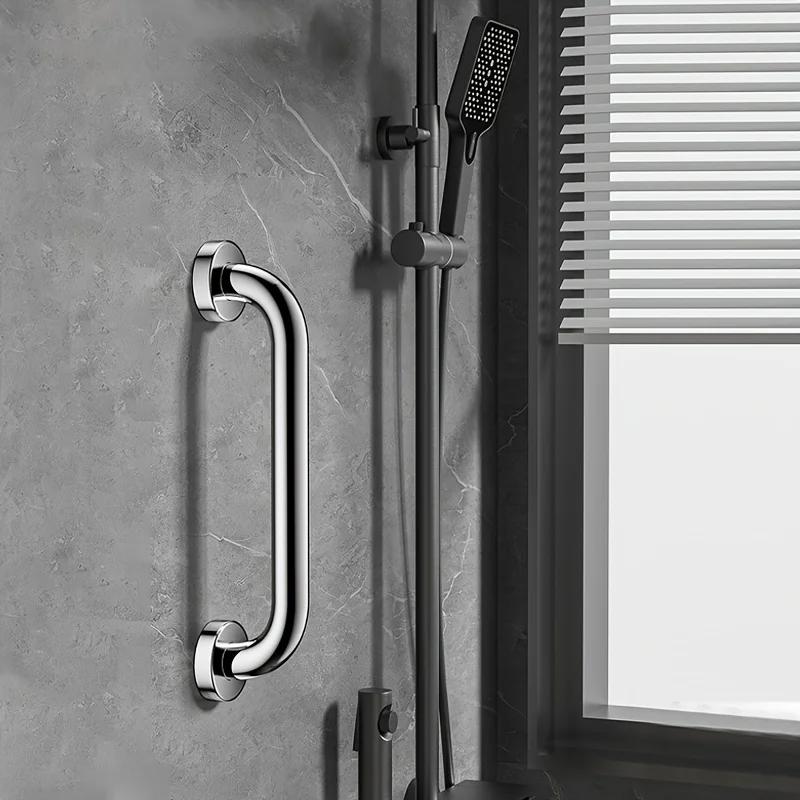 1/2 Piece Bathroom Handrail, Safe and Accessible, Disabled and Elderly, Non Slip Toilet Handrail, Stainless Steel, Sturdy