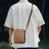 Bolsa de ombro casual masculina de couro retrô - Suporte para celular e pequenos itens essenciais