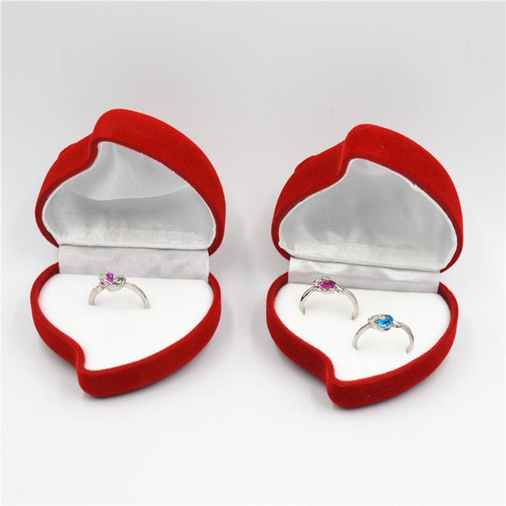 Heart shape Red Velvet Jewelry Display Case Package Wedding Engagement Ring Box