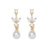 Luxurious European & American Long Pearl Drop Earrings with Zircon