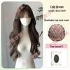 Women's Long Wavy Curly Wig with Natural-Looking Bangs