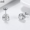 Effie Queen 100% S925 Silber Rhodiumbeschichtet Runde Zirkonia Ohrstecker Einfacher Schmuck für Damen, Mädchen Hochzeitsfeier Geschenk APE33