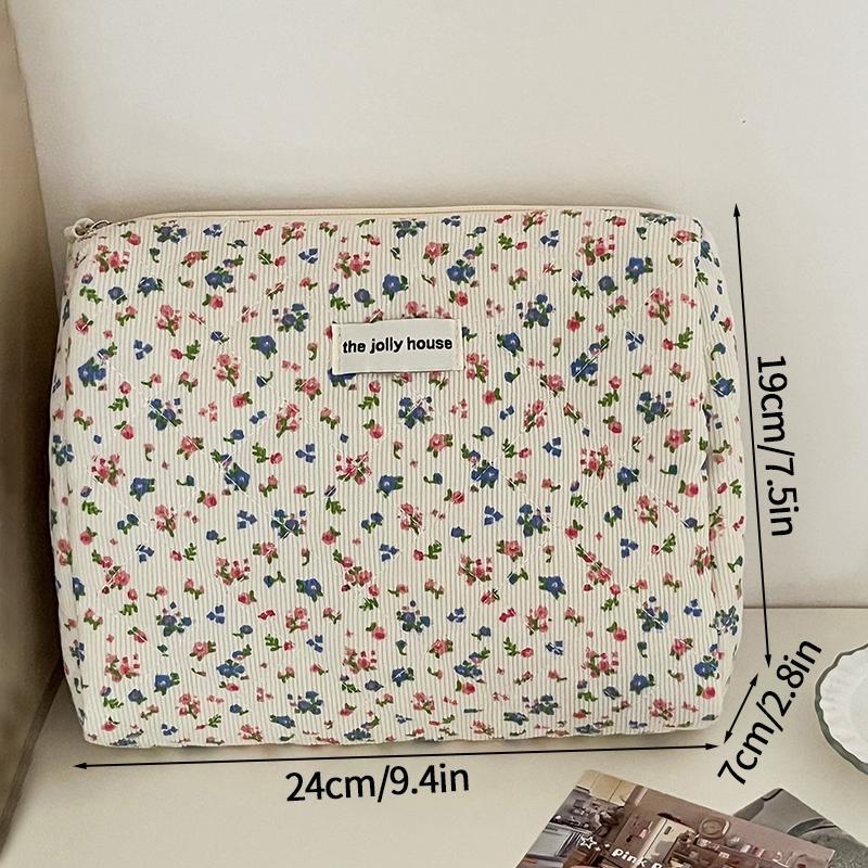 Make-up-Aufbewahrungstaschen mit Blumendruck, für Damen und Mädchen, Reise-Kulturtasche, Make-up-Tasche, Organizer, Kosmetiktasche, Reißverschluss, gesteppte Tasche