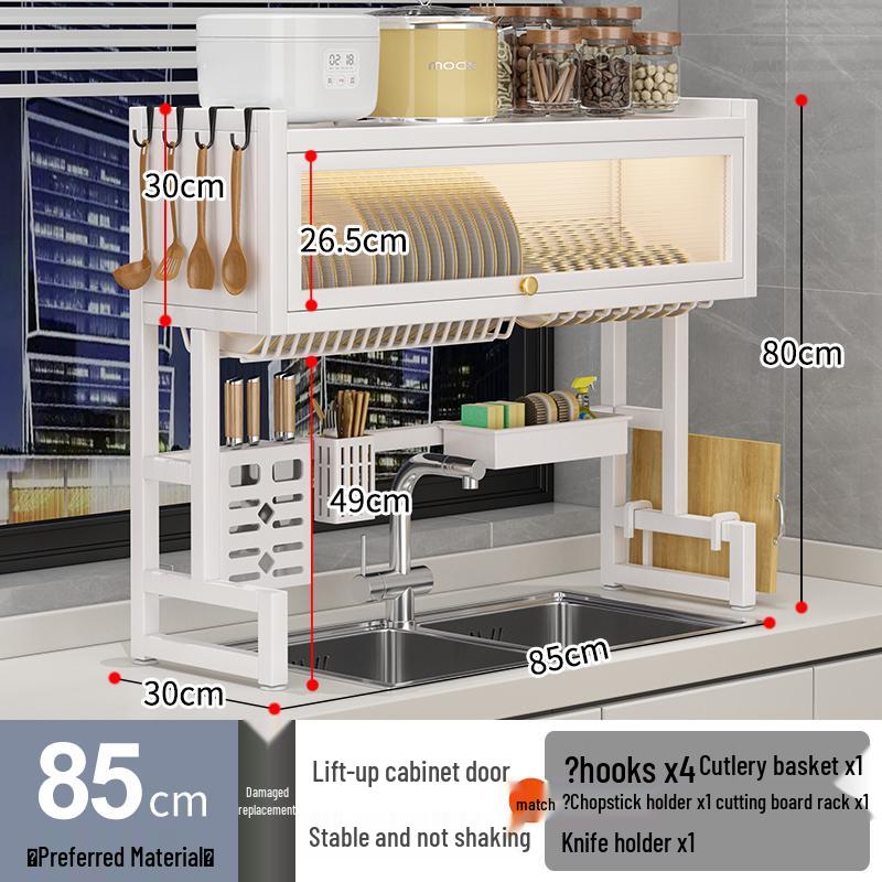 Wielofunkcyjny stojak na naczynia kuchenne: Pyłoszczelny organizer na blat do przechowywania misek, talerzy i ociekarek.
