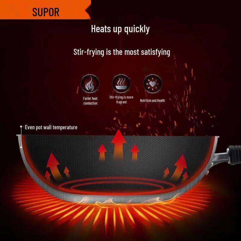 Supor 32cm Enamel Rust-Proof Iron Wok