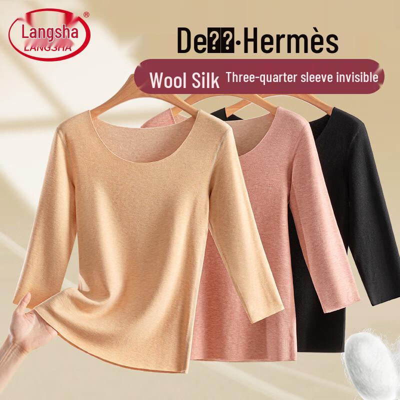 

Женский термотоп базового слоя Langsha - Смесь шерсти и шелка, рукав 3/4 2XL