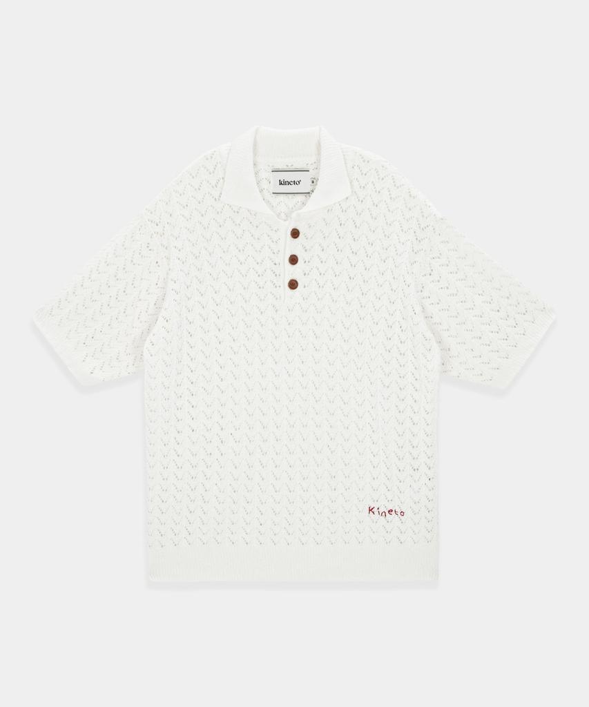 KINETO Crochet Knit Pique Shirt_Cream