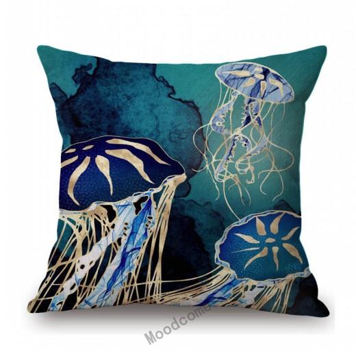 

Темно-синий металлик Осьминог Птица Современное искусство хлопок лен диван наволочка домашняя декоративная наволочка с морским животным 450mm*450mm