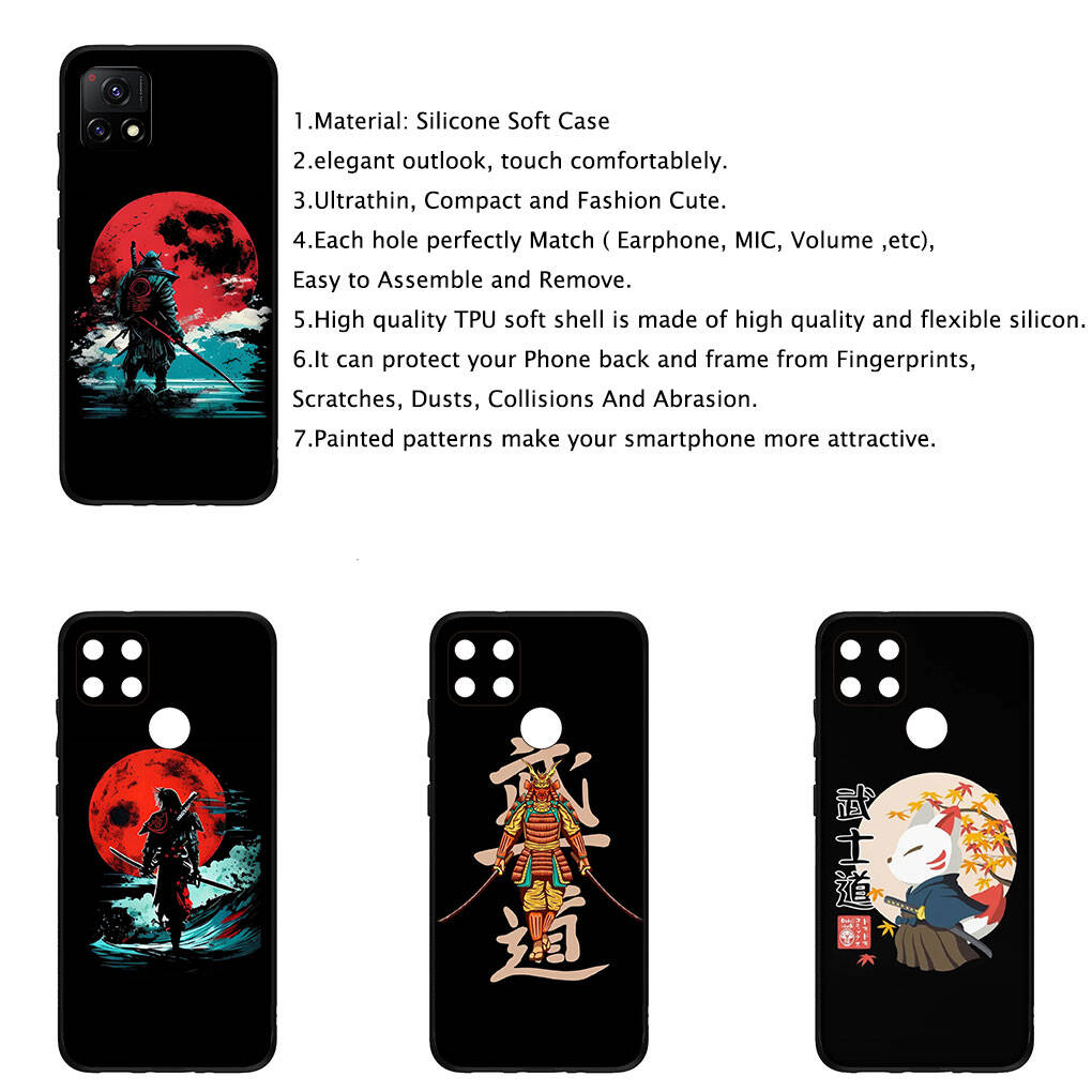 Cover for iPhone 17 16 15 Xiaomi Poco Redmi Note 14 13 12 11 Pro Max Samsung Galaxy S25 S24 S23 OPPO Huawei Ninja Bushido Samurai Yin Yang Phone Case