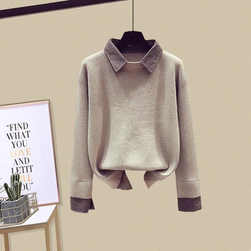 2023 Dámský luxusní pletený svetr a áčková sukně ze směsi vlny