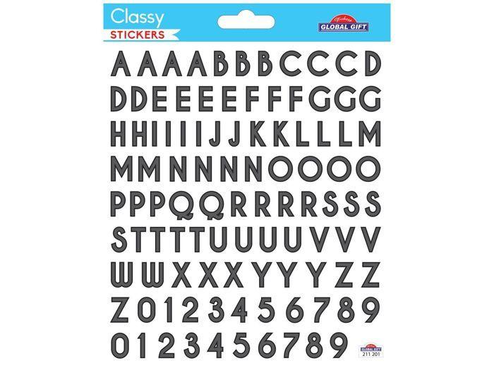 92 Stickers - Alphabet and Numbers - Black