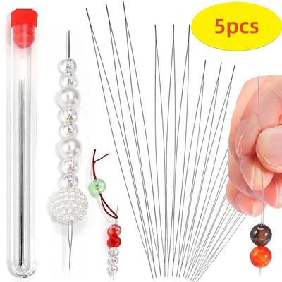 5 Stück Perlenkette Offenes Großes Auge Perlennadeln Edelstahl Armbandwerkzeuge Selbstfädelnde Nadelstifte DIY Schmuckherstellung