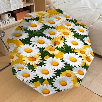 1 Stück Gänseblümchen Gelb Automatisches Öffnen/Schließen Regenschirm mit Winddicht, 8-Speichen Stabiles Verdeck, Langlebige Speichen, Modisches Design, Outdoor-Accessoire, Lustiger Druck, Ho