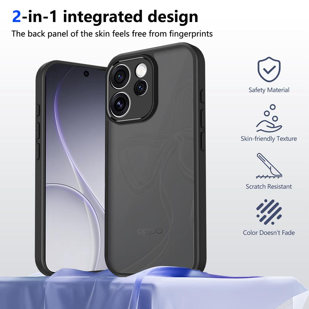 KEYSION Matte Translucent Black Phone Case for OPPO Reno15 Pro Max 5G Silicone+PC Clear Shockproof Cover for OPPO Reno15 F 5G