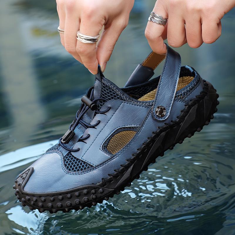 Модные летние мужские мокасины с вырезами из кожи — фото 4