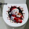 Removable Winter Themed Wall Art Christmas Toilet Decals, 3D Snowman Cover Sticker, Waterproof Funny Bathroom Seat Decor Sticker for Holiday Home Lid