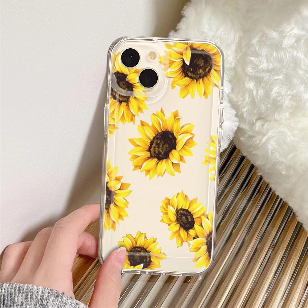 Summer Daisy Flower Phone Case For iPhone 16 15 14 13 12 11 Pro Max Mini X XS SE 7 8 Plus 16E Shockproof Soft Transparent Cover
