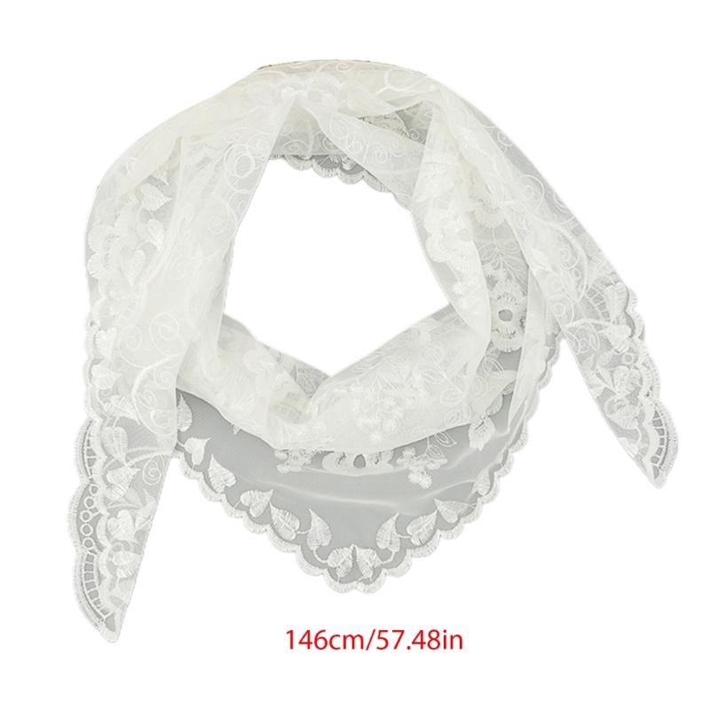 Lace Floral Scarf Headcovering Scarf Floral HeadScarf Summer Hijab Woman Floral Print Scarf Lace Triangle Scarf
