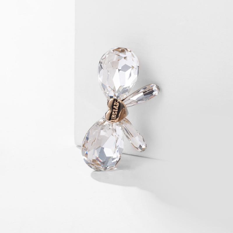 European  American Crystal Bow Brooch - Unique Pin Gift  Coat Accessory