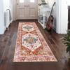 Vintage Persischer Läufer Teppich Used Branntorange Floral Fußmatte Retro Medaillon Teppich für langen Flur Küchen Dekoration