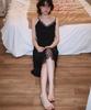 GREENBUTTER Silky Jacquard Lace Dress (Black)