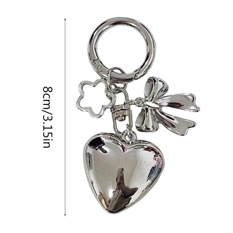 Fashionable Heart Key Chain with Trendy Bowknot Embellishment for Women Men