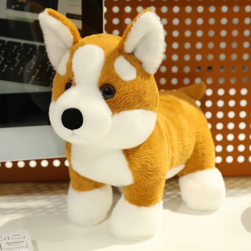 Hot Wholesale Holiday Gifts 28cm Standing Corgi Plush Toy Stuffed Hand Doll Cartoon Cute Pillow Home Decor Kids Birthday Gift