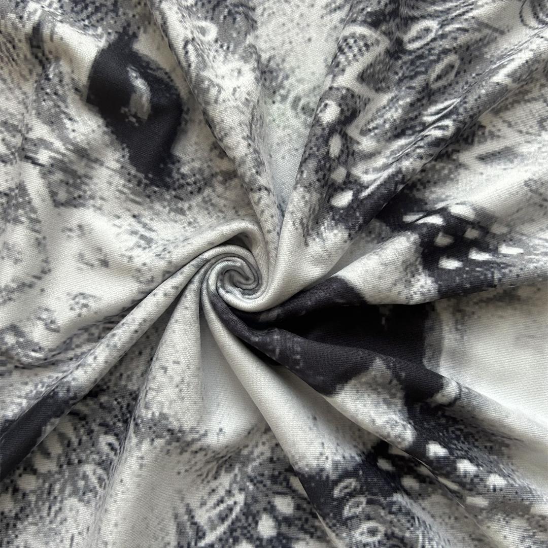 

Большие размеры повседневных топов, женские топы с принтом волка, длинными рукавами, круглым вырезом, микро-стрейч L