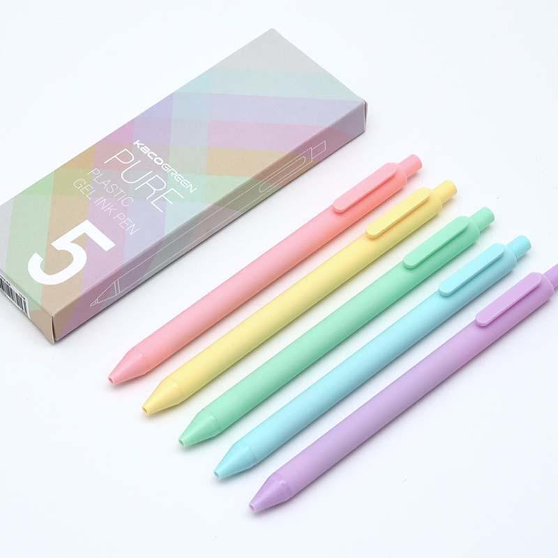 5pcs Vintage Color Pen Ballpoint Pure Plastic Gel Ink Roller Ball Pens for Writing Candy Gift A6696