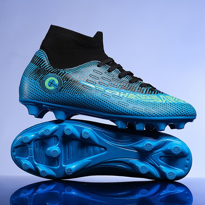 High-top Football Shoes Men and Women Children Broken Nails Tf Leather Feet Artificial Turf AG Nails Youth Student Training Shoes