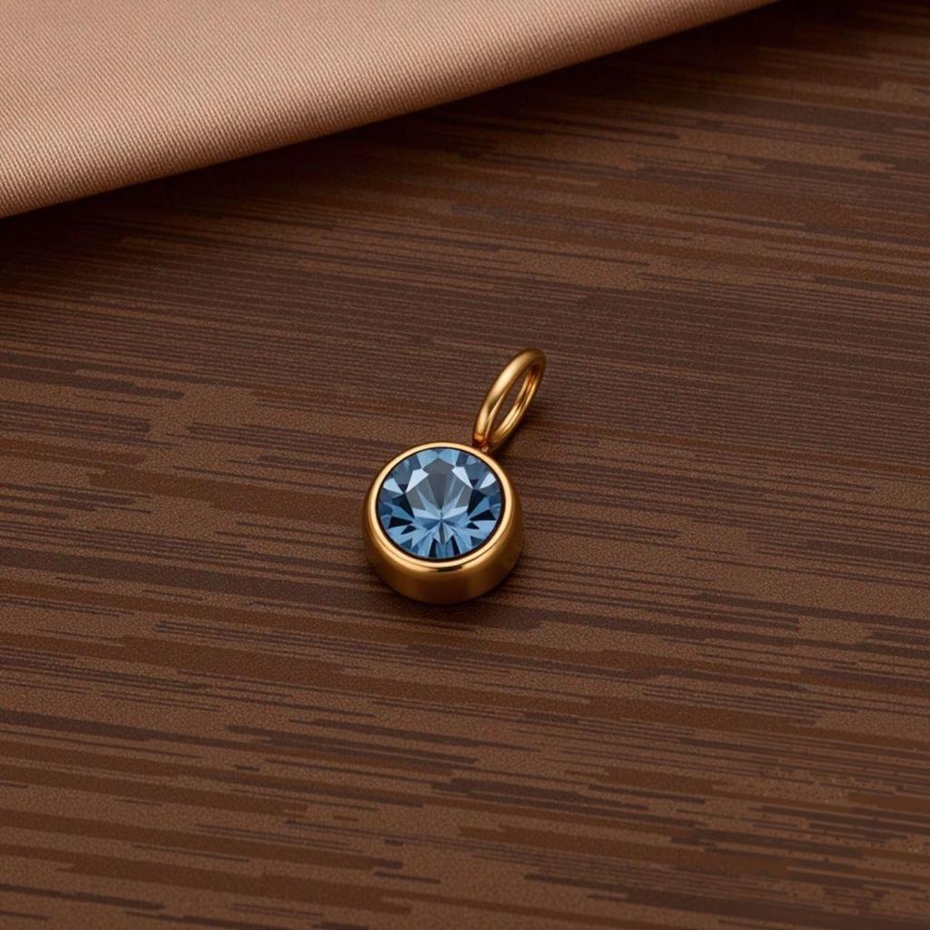 Polished Stainless Steel Birthstone Pendant with Vacuum Electroplating and Retro Design